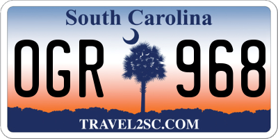 SC license plate OGR968