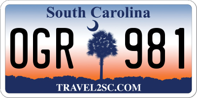 SC license plate OGR981