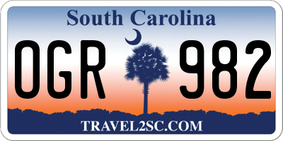 SC license plate OGR982
