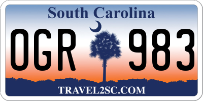 SC license plate OGR983