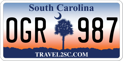 SC license plate OGR987