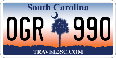 SC license plate OGR990