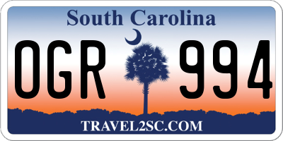 SC license plate OGR994