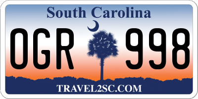 SC license plate OGR998