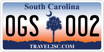 SC license plate OGS002
