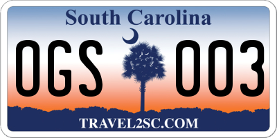 SC license plate OGS003