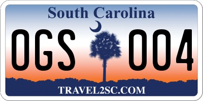 SC license plate OGS004