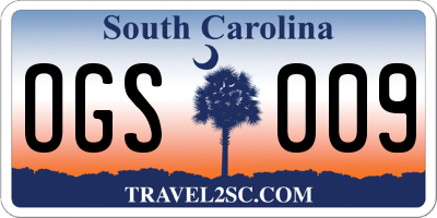 SC license plate OGS009