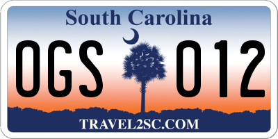 SC license plate OGS012