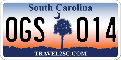 SC license plate OGS014