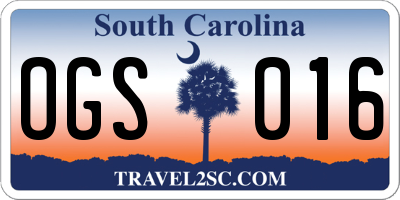 SC license plate OGS016