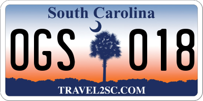 SC license plate OGS018