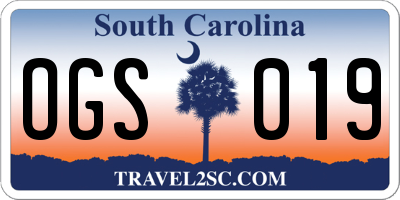 SC license plate OGS019