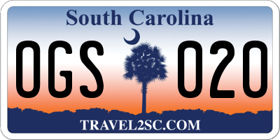 SC license plate OGS020