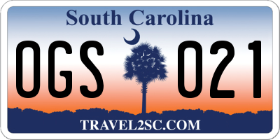 SC license plate OGS021