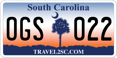 SC license plate OGS022