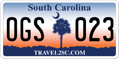 SC license plate OGS023