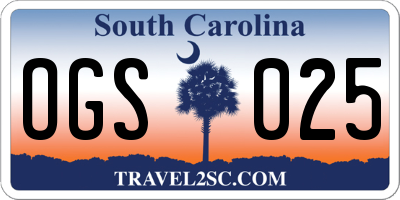 SC license plate OGS025