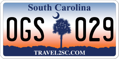 SC license plate OGS029