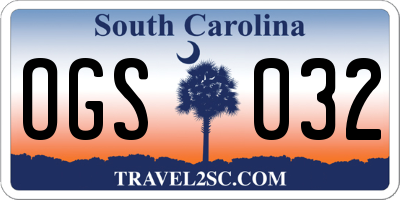 SC license plate OGS032