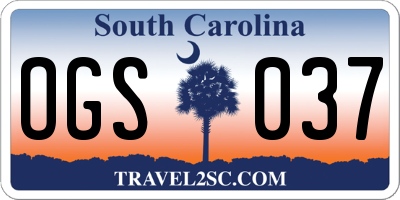 SC license plate OGS037