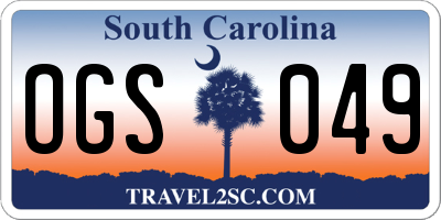 SC license plate OGS049