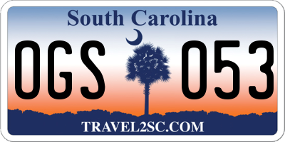 SC license plate OGS053