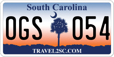SC license plate OGS054