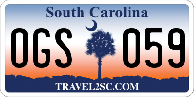 SC license plate OGS059