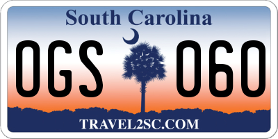 SC license plate OGS060