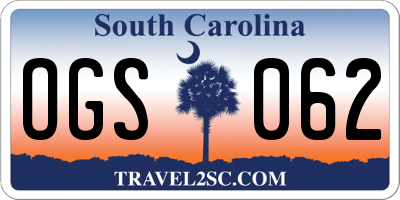 SC license plate OGS062