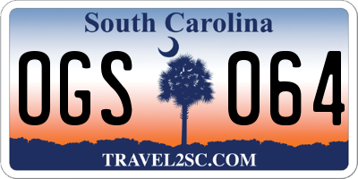 SC license plate OGS064