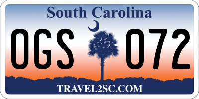 SC license plate OGS072