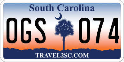 SC license plate OGS074