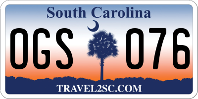 SC license plate OGS076