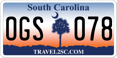 SC license plate OGS078