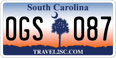 SC license plate OGS087