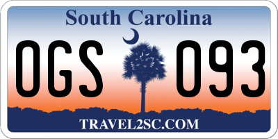 SC license plate OGS093