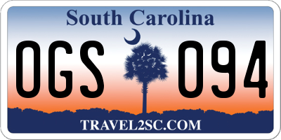 SC license plate OGS094
