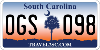 SC license plate OGS098