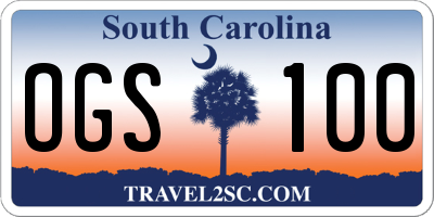 SC license plate OGS100