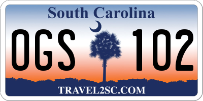 SC license plate OGS102