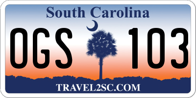 SC license plate OGS103