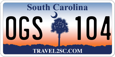 SC license plate OGS104