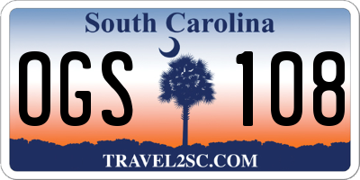 SC license plate OGS108