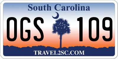 SC license plate OGS109