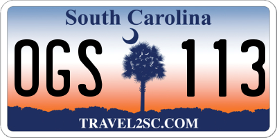 SC license plate OGS113
