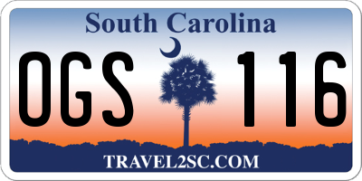 SC license plate OGS116