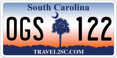 SC license plate OGS122