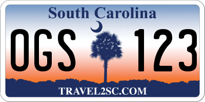 SC license plate OGS123